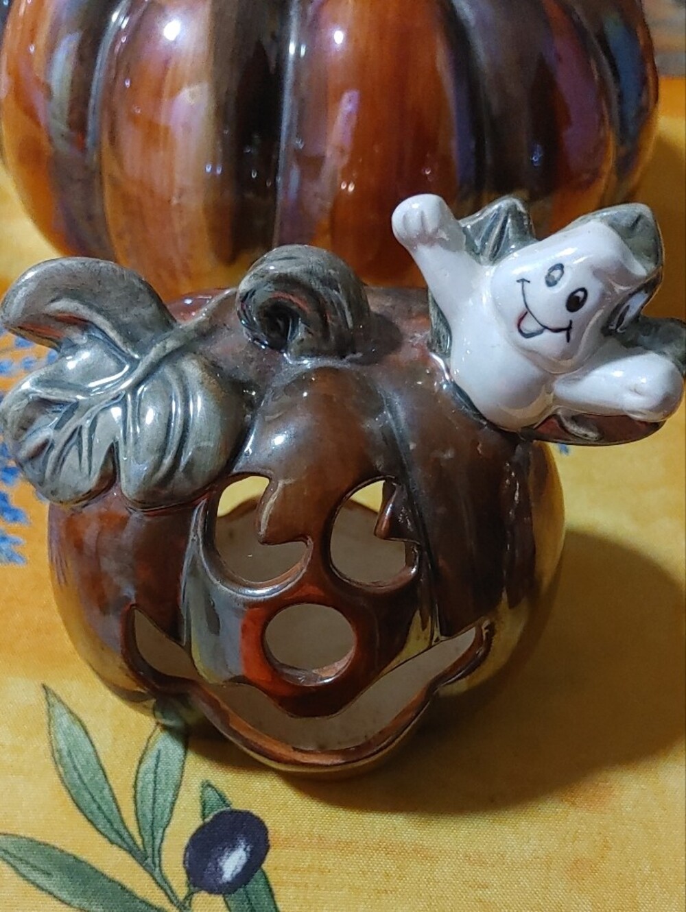 Ceramic Autumn Pumpkin Décor Set - Rust/Brown - Picture 6 of 9